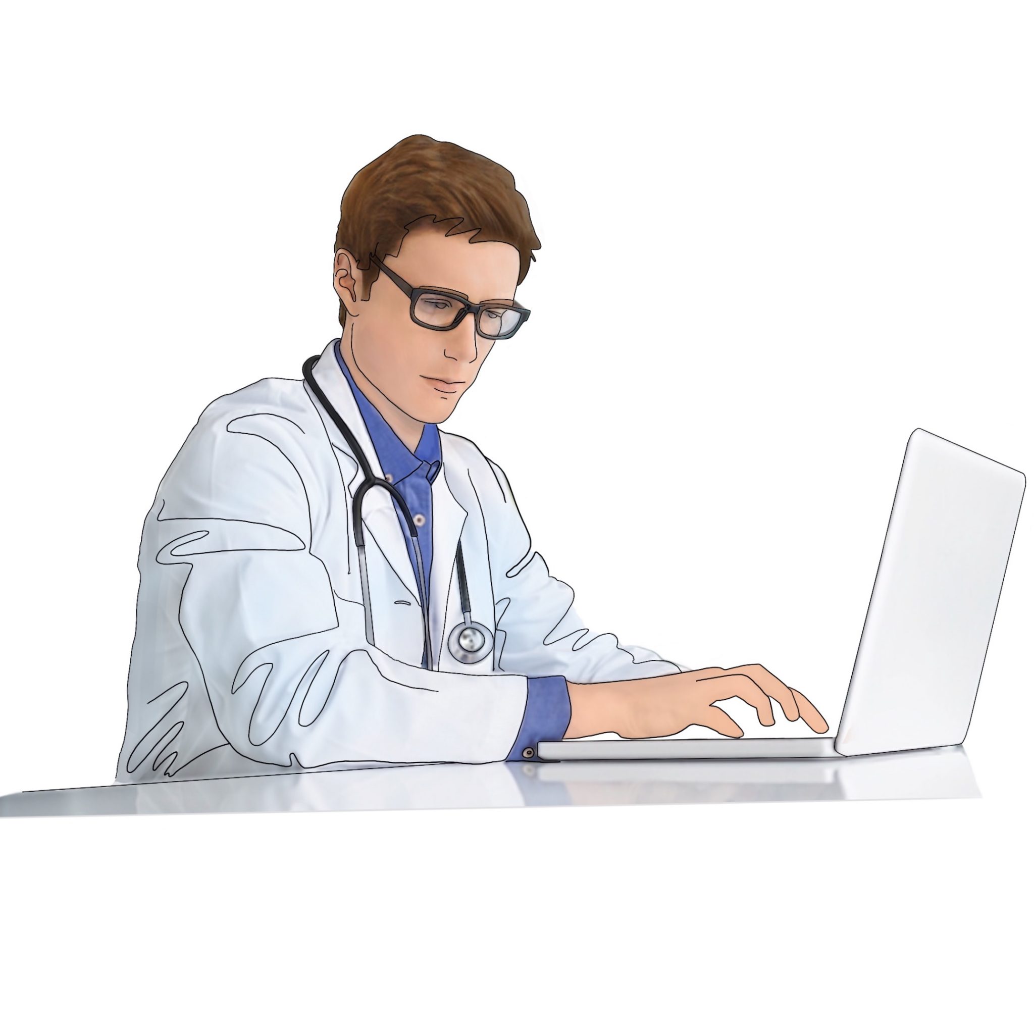 Un dibujo de un proveedor médico ordenando una prueba de sueño en casa de Snap para el diagnóstico de apnea del sueño