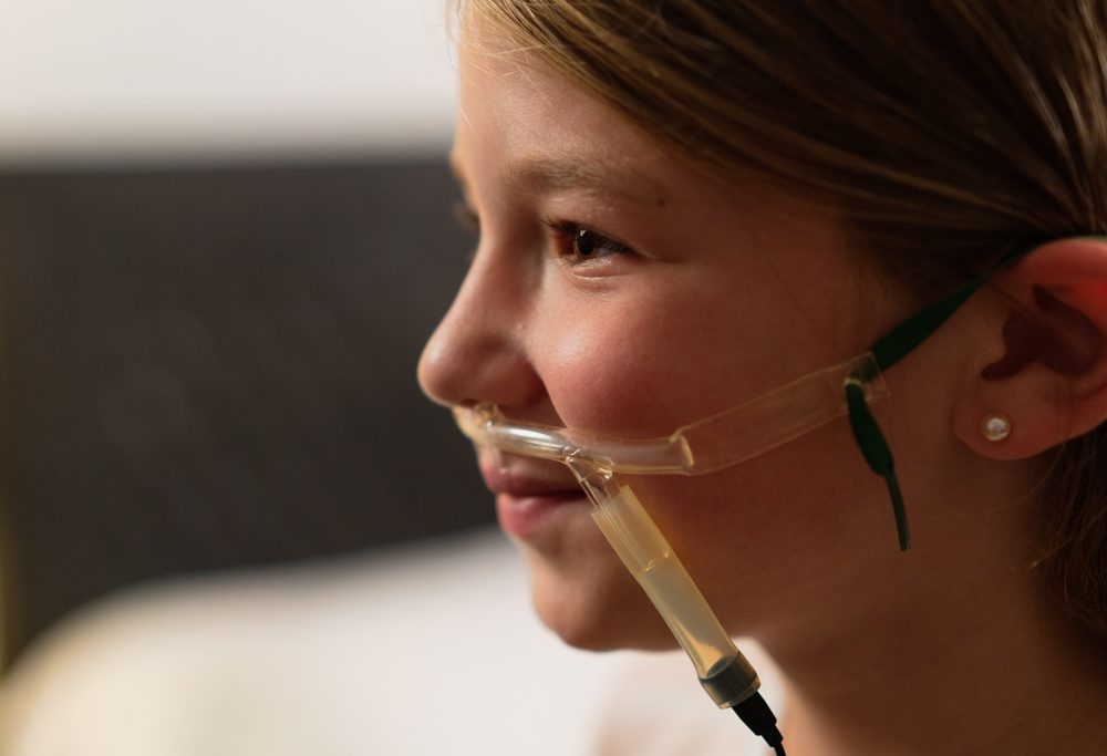 A photograph of a Snap Diagnostics pediatric airflow sensor and nasal cannula