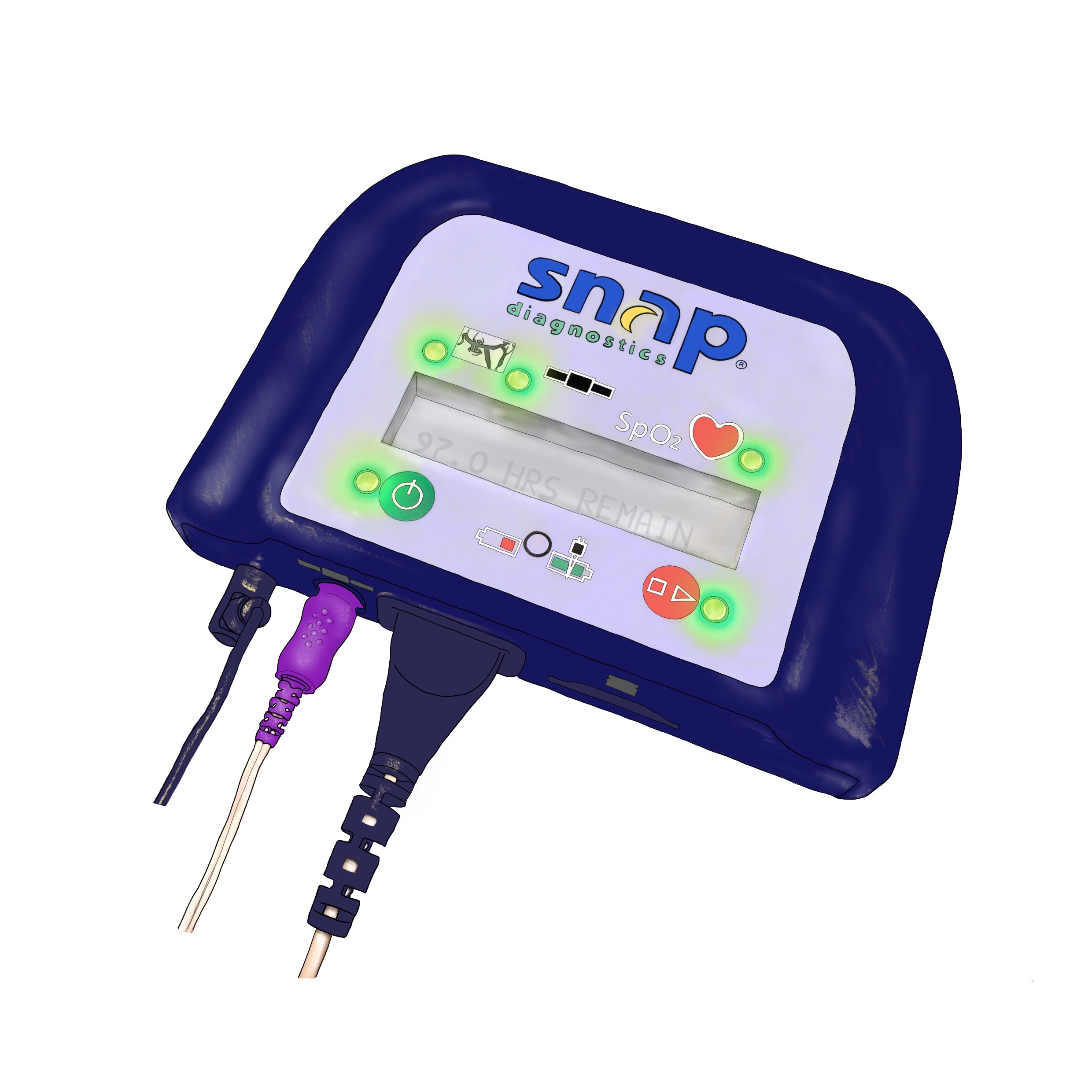 A drawing of a Snap Diagnostics Home Sleep Apnea Test